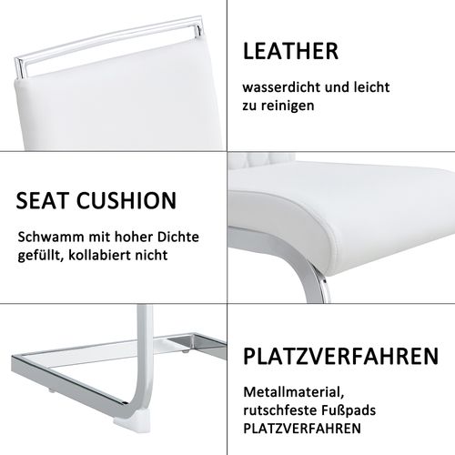 Chaise De Salle à Manger Moderne 42x48x95 Cm, Lot De 2, Dossier Haut, Rembourrée, Blanche