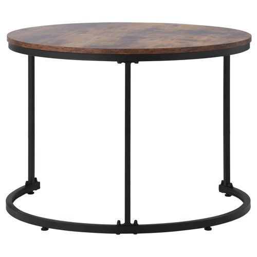 Ensemble De 2 Tables Basses Rondes De Salon, Table D'appoint Ronde Gigogne, 70.5x70.5x50 Cm, Marron
