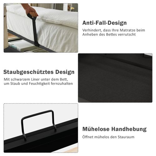 Lit Simple Enfant Matelassé Hydraulique 90 X 200 Cm, Tête De Lit LED, USB-c, Coton Et Lin, Beige