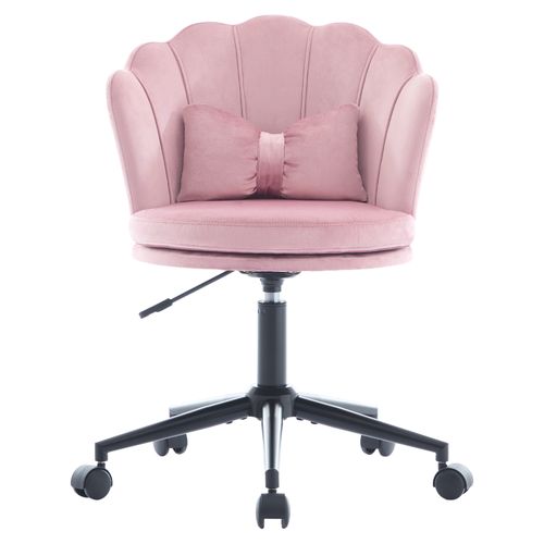 Fauteuil De Coiffeuse Moderne En Velours 55x62x73/83cm, Réglable En Hauteur, Pivotant à 360°, Rose