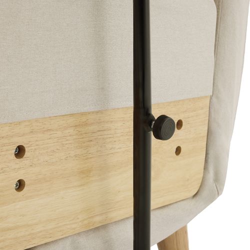 Fauteuil Pliant Rembourré 62x67x88cm, Dossier Réglable, Avec Plateau En Bois, 1 Coussin, Beige