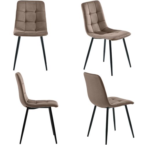 Chaises De Salle à Manger Modernes, Lot De 4, 44x46x86cm, Structure En Métal, Velours, Marron