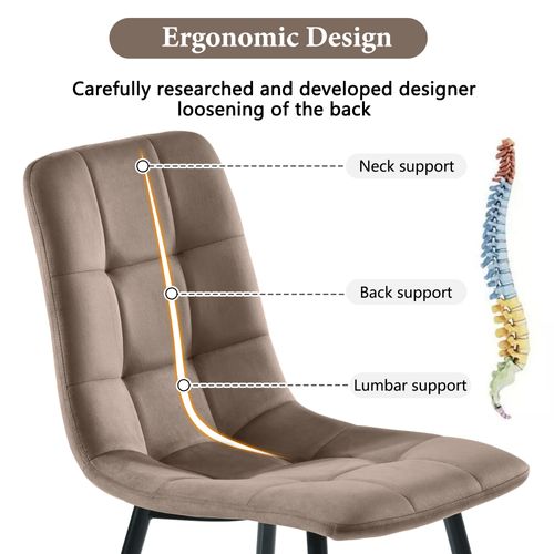 Chaises De Salle à Manger Modernes, Lot De 4, 44x46x86cm, Structure En Métal, Velours, Marron