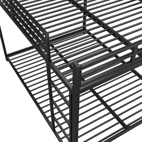 Lit Superposé enfant 140x200 Cm En Métal, Structure Solide Avec Barrière De Sécurité, Noir