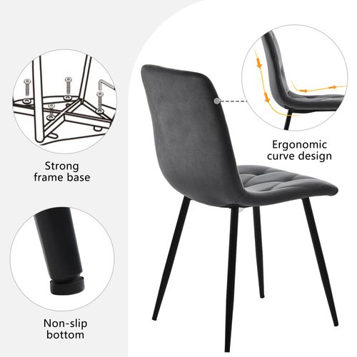 Chaise De Salle à Manger Minimaliste Moderne, Ensemble De 4 Pièces 45 X 46 X 86 Cm, Gris