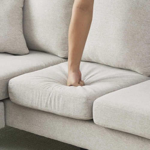 Canapé d'angle méridienne, canapé 3 Places, 166x118x77cm, Coton Et Lin, Beige-gris