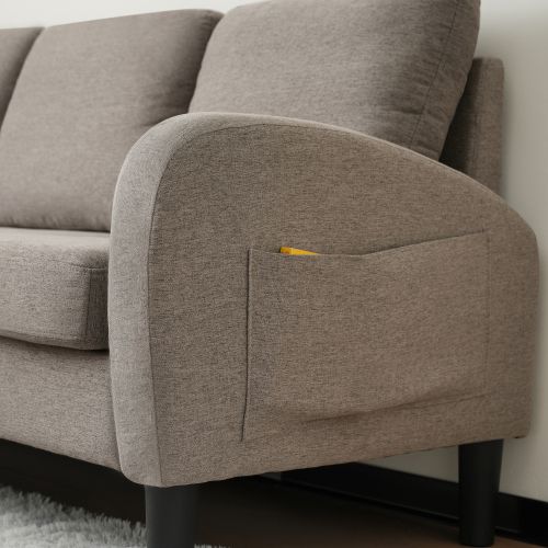 Canapé D'angle méridienne, Canapé 3 Places, 166x118x77cm, Coton Et Lin, Gris Foncé