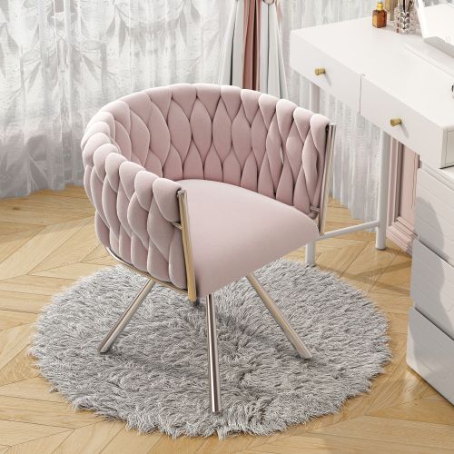 Chaise Pivotante à 360° Pour Chambre, Salon Et Cuisine, 1 Pièce, Velours, Rose