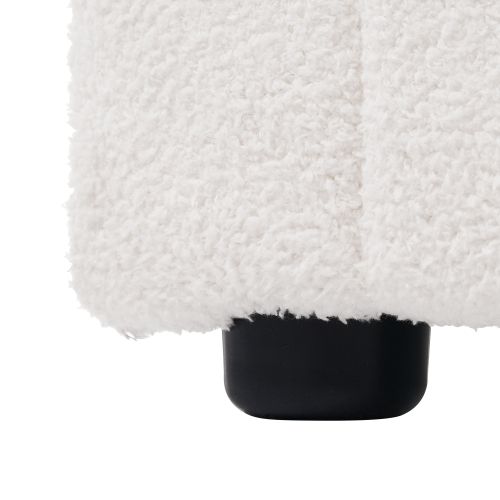 Lit Adulte 160x200 Avec LED, USB Et 4 Tiroirs, Tissu Sherpa, Blanc