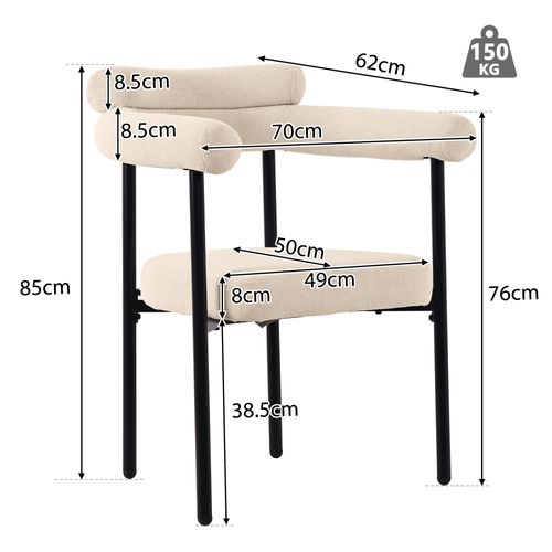 Chaise De Salle à Manger Moderne, Lot De 2 70x62x85cm, Assise Confortable En Anneau,beige