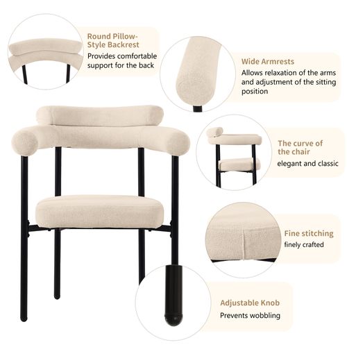 Chaise De Salle à Manger Moderne, Lot De 2 70x62x85cm, Assise Confortable En Anneau,beige