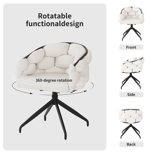 Chaise De Salle à Manger En Velours De Luxe, Lot De 2, 61 X 59 X 77,5 Cm, Pivotante à 360°, Beige