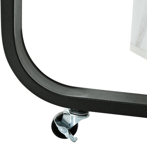 Table à Manger Pliante 150x80x76cm, 2 Tiroirs, Sur Roulettes, Facile à Monter, Blanc + Noir