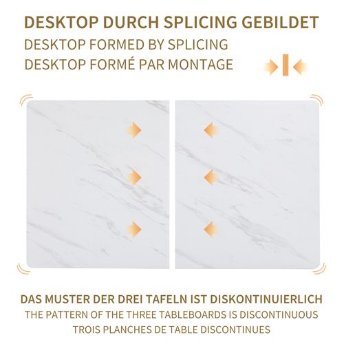 Table à Manger De Luxe Légère 140x80x74cm, Structure En Métal, Noir + Blanc