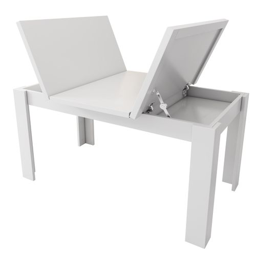 Table à Manger Rectangulaire Simple Et Moderne 120x70x75cm, Avec Fonction De Rangement, Blanche
