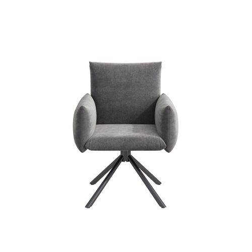 Chaise De Salle à Manger En Velours 60x60x88cm, Fauteuil Rembourré, Pivotant à 360°, Gris