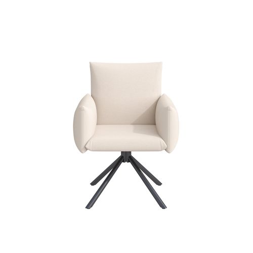 Chaise De Salle à Manger En Lin 60x60x88cm, Fauteuil Rembourré, Pivotant à 360°, Beige
