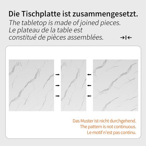 Table à Manger Rectangulaire Extensible 140/179,5x80x75,5cm, Structure En Métal, Noir + Blanc