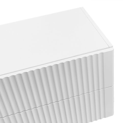 Meuble TV Avec 3 Portes Et 2 Tiroirs, 190 Cm De Long, En Mdf Et Pb, Blanc