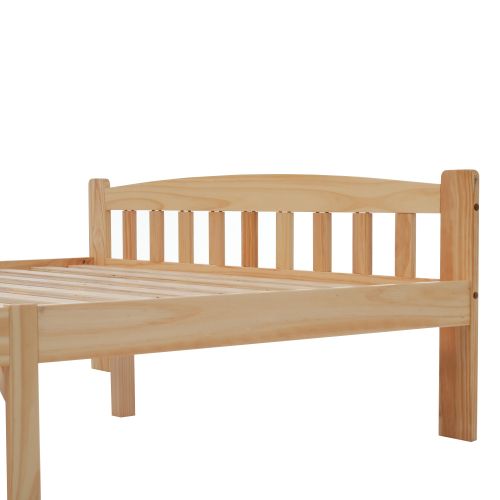 Lit Adulte 140x200 Cm, Sommier à Lattes, Coloris Naturel