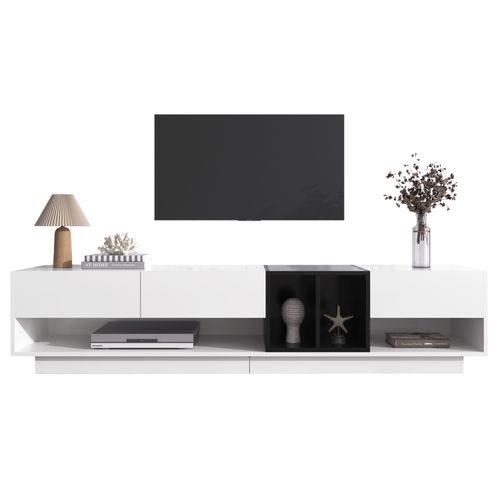 Meuble TV Blanc+noir 190cm Avec 3 Tiroirs De Rangement