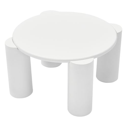 Table Basse Ronde Blanc, Table D'appoint De Salon Chambre, 4 Pieds De Support, Mdf, 70x70x39 Cm