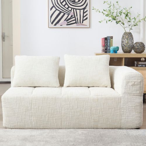 Méridienne Moderne 2 Places 158 X 90 X 60 Cm, 2 Coussin, beige