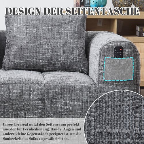 Méridienne 2 Places 158 X 90 X 60 Cm, Aucune Installation Requise, 2 Coussin, gris