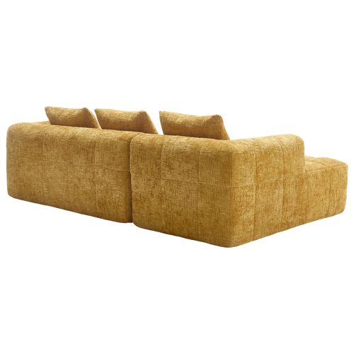 Canapé Modulable Moderne 3 Places 250 X 158 X 60 Cm, Sans Installation, 3 Coussins, Jaune