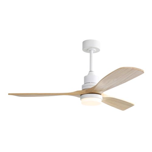 Ventilateur De Plafond 52" Dc(132 Cm) Avec Lumière LED, 3 Pales En Bois, 6 Vitesses, Télécommande