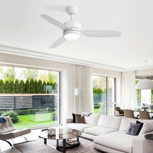 Ventilateur De Plafond 46"(117 Cm) Avec Lumière LED, 3 Pales Abs, Moteur Dc 6 Vitesses, Télécommande