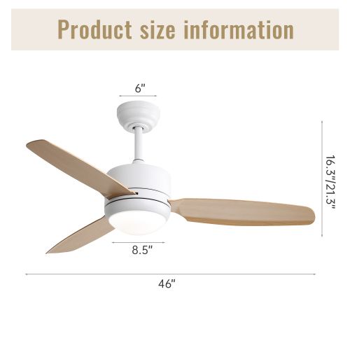 Ventilateur De Plafond 46" (117 Cm) Avec LED, 3 Pales En Abs, Moteur Dc 6 Vitesses, Télécommande