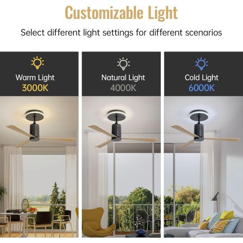 Ventilateur De Plafond 52" Dc (132 Cm) Avec LED, 3 Pales En Abs, Moteur 6 Vitesses, Télécommande