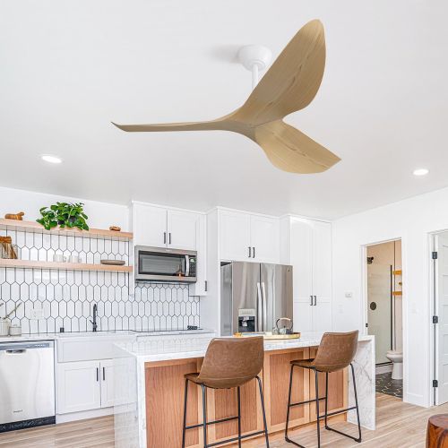 Ventilateur De Plafond 52" (132 Cm) Avec 3 Pales En Abs, Moteur Dc 6 Vitesses, Télécommande, Blanc