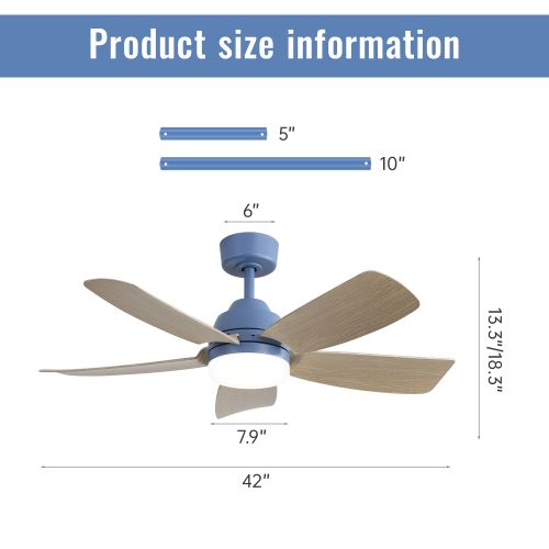 Ventilateur De Plafond 42" (106 Cm) Avec LED, 5 Pales En Abs, Moteur Dc Silencieux, Télécommande