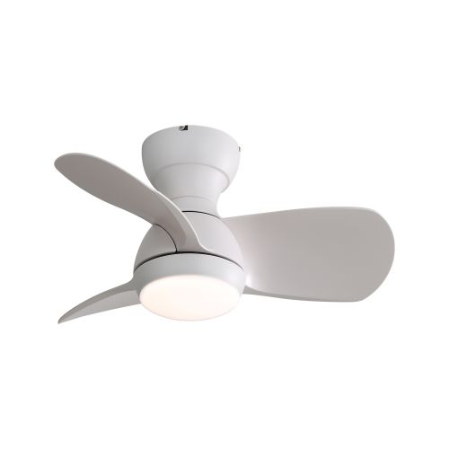 Ventilateur De Plafond 23" (58 Cm) Avec Lumière LED, 3 Pales En Abs, Télécommande, Blanc