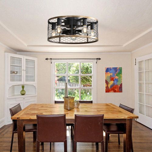 Ventilateur De Plafond rond 50 Cm Dc Avec Éclairage, 7 Pales En Abs, Télécommande, Noir