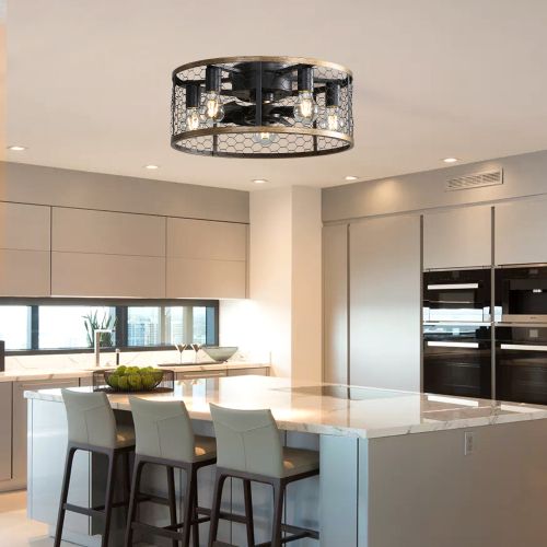 Ventilateur De Plafond rond 50 Cm Dc Avec Éclairage, 7 Pales En Abs, Télécommande, Noir