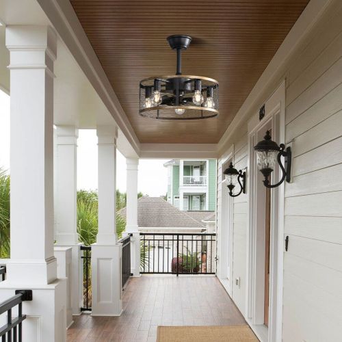 Ventilateur De Plafond 20" Dc (50 Cm) Avec Éclairage, 7 Pales En Abs, Télécommande, Noir
