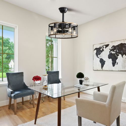 Ventilateur De Plafond 20" Dc (50 Cm) Avec Éclairage, 7 Pales En Abs, Télécommande, Noir