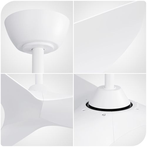 Ventilateur De Plafond  38" Dc(96 Cm) Avec 3 Pales En Abs, Télécommande, Blanc, Sans Lumière