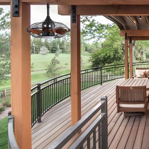 Ventilateur De Plafond 20" (50 Cm) Avec Éclairage LED, 5 Pales En Abs, Télécommande, Moteur Dc, Noir