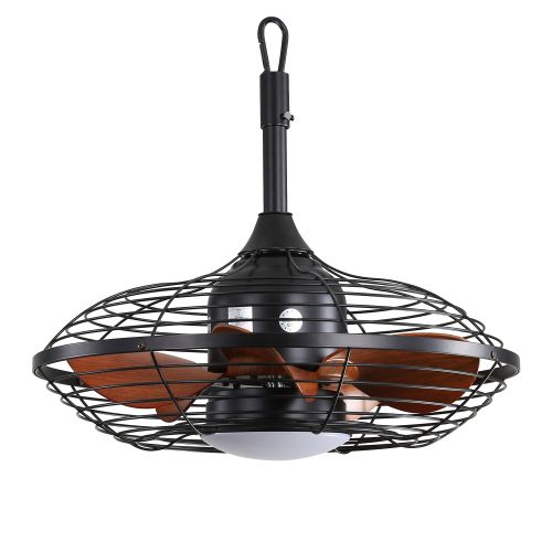 Ventilateur De Plafond 20" (50 Cm) Avec Éclairage LED, 5 Pales En Abs, Télécommande, Moteur Dc, Noir