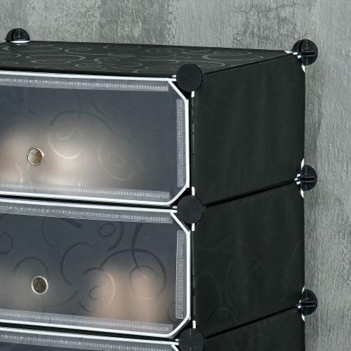 Meuble à Chaussures, Coffre à Chaussures, Pour 6 Paires, 49x36,5x108 Cm, Noir Et Blanc