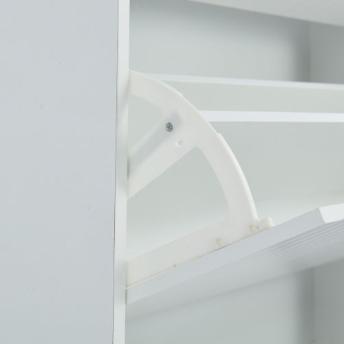 Meuble à Chaussures 3 Portes à Abattant, Réglable, Anti-basculement, 80x23,5x123,5 Cm, Blanc