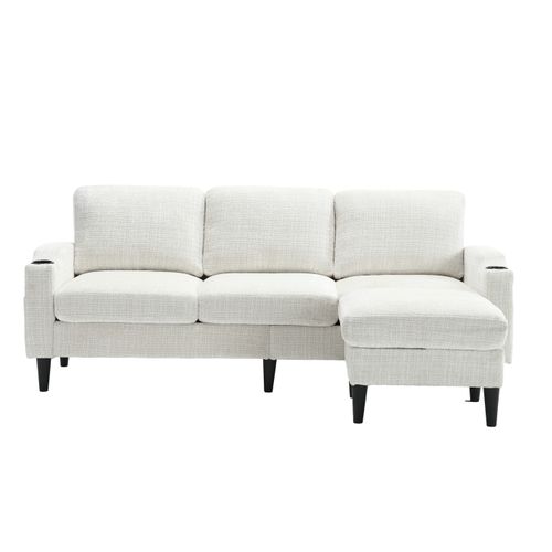 Canapé 4 Places Moderne 196,5x135x77cm, Avec Repose-pieds Et Fonction Rangement, Beige
