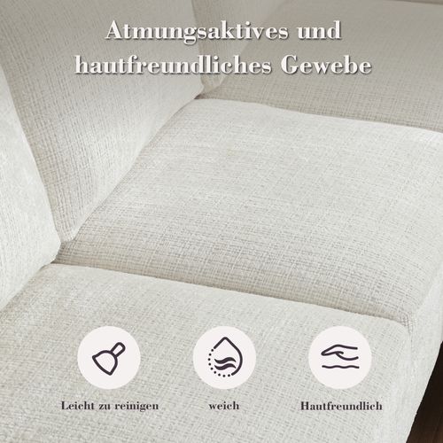 Canapé 4 Places Moderne 196,5x135x77cm, Avec Repose-pieds Et Fonction Rangement, Beige