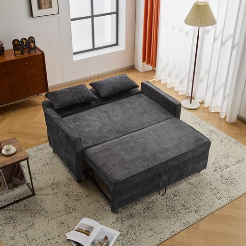 Canapé Double 142x132x85cm, Convertible, Dossier Réglable, Montage Facile, Beige