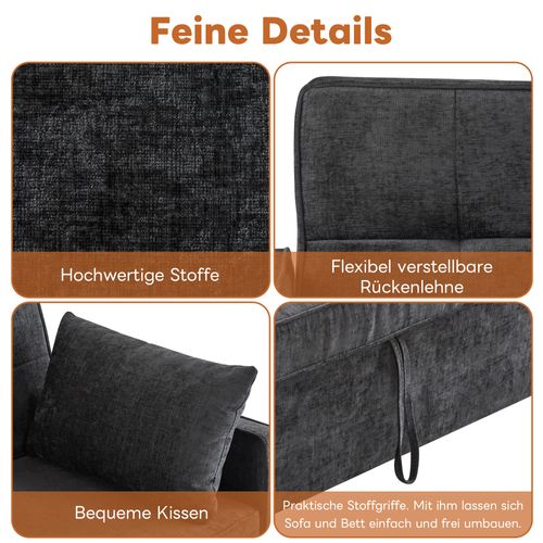 Canapé Double 142x132x85cm, Convertible, Dossier Réglable, Montage Facile, Beige