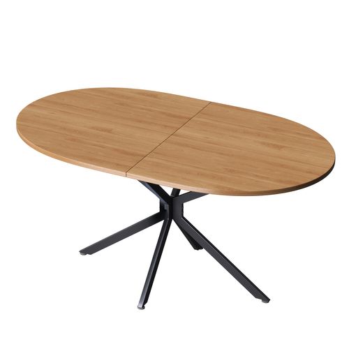 Table à Manger Ovale, Pour 4 à 6 Personnes, Pieds En Métal, Mdf, Naturel, 120×80×75,5 Cm